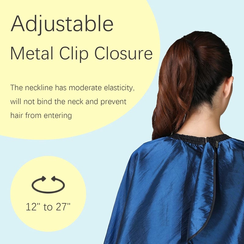 Iusmnur Barber Cape, Professional Hair Salon Cape with Adjustable Metal Clip, Shampoo Hair Cutting Cape for Barbers and Stylists - 55 x 63 inches (Blue) - Image 4